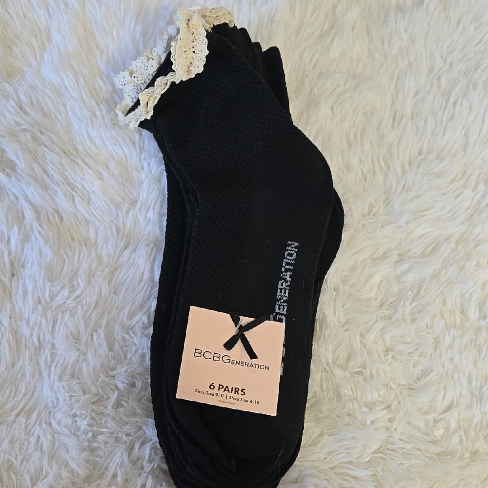 BCBGeneration Black Socks with Lace Trim